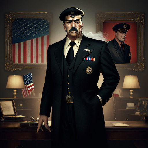 Cold War-Era Film Noir Dictator in Grand Office