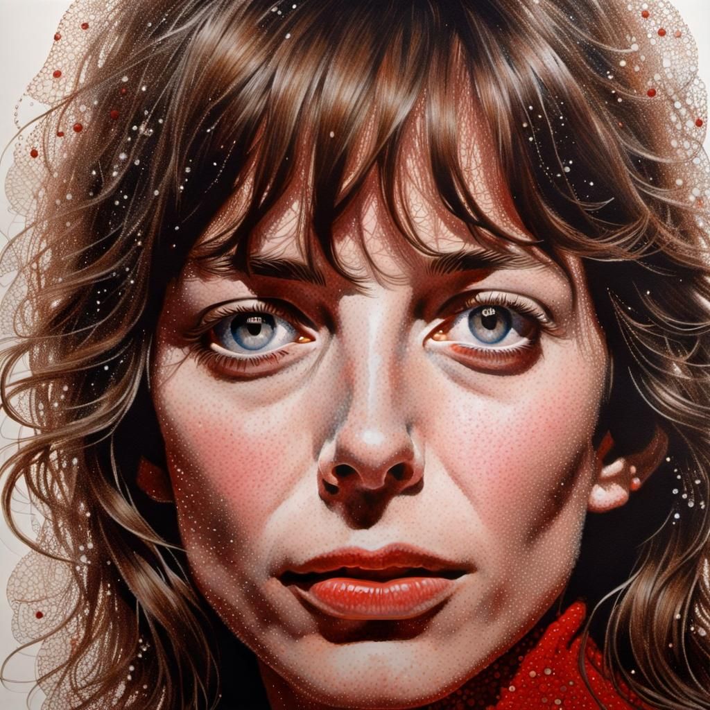Jane Birkin Portrait in Cel-Shaded Style