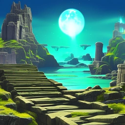 Mystical Atlantis Game Level in Cosmic Style