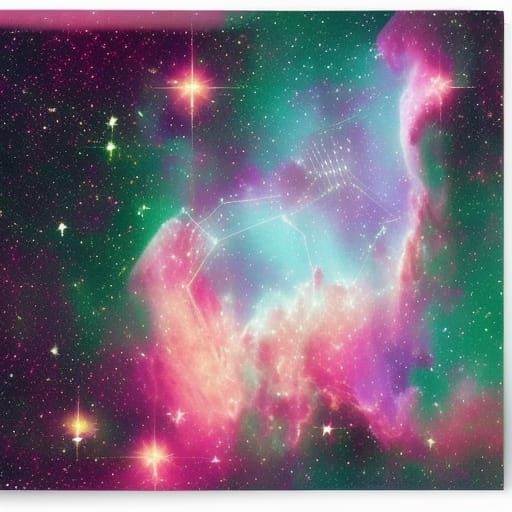Goat Constellation in Synthwave Neon Style