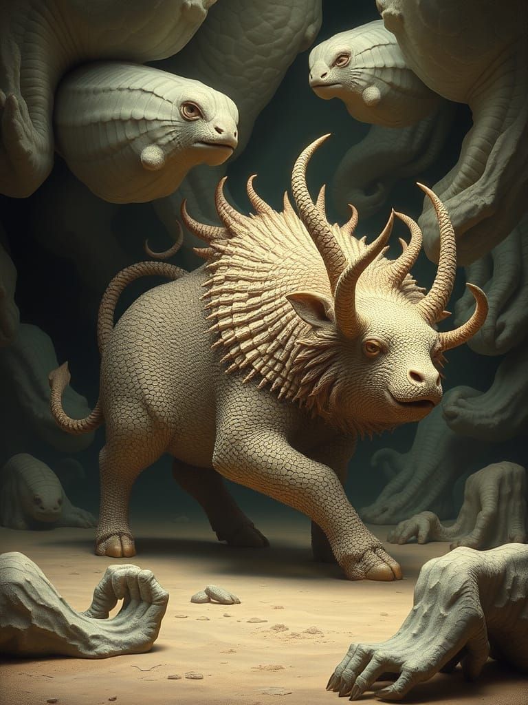 Abstract Mandelbulb in Agnes Pelton Neoclassical Style