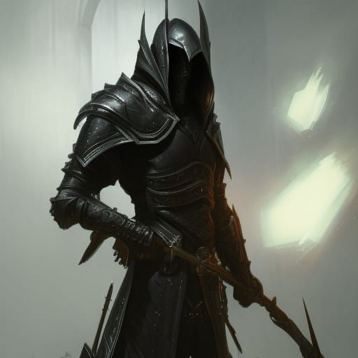 Dark Fantasy Black Armor Assassin in 8k Resolution