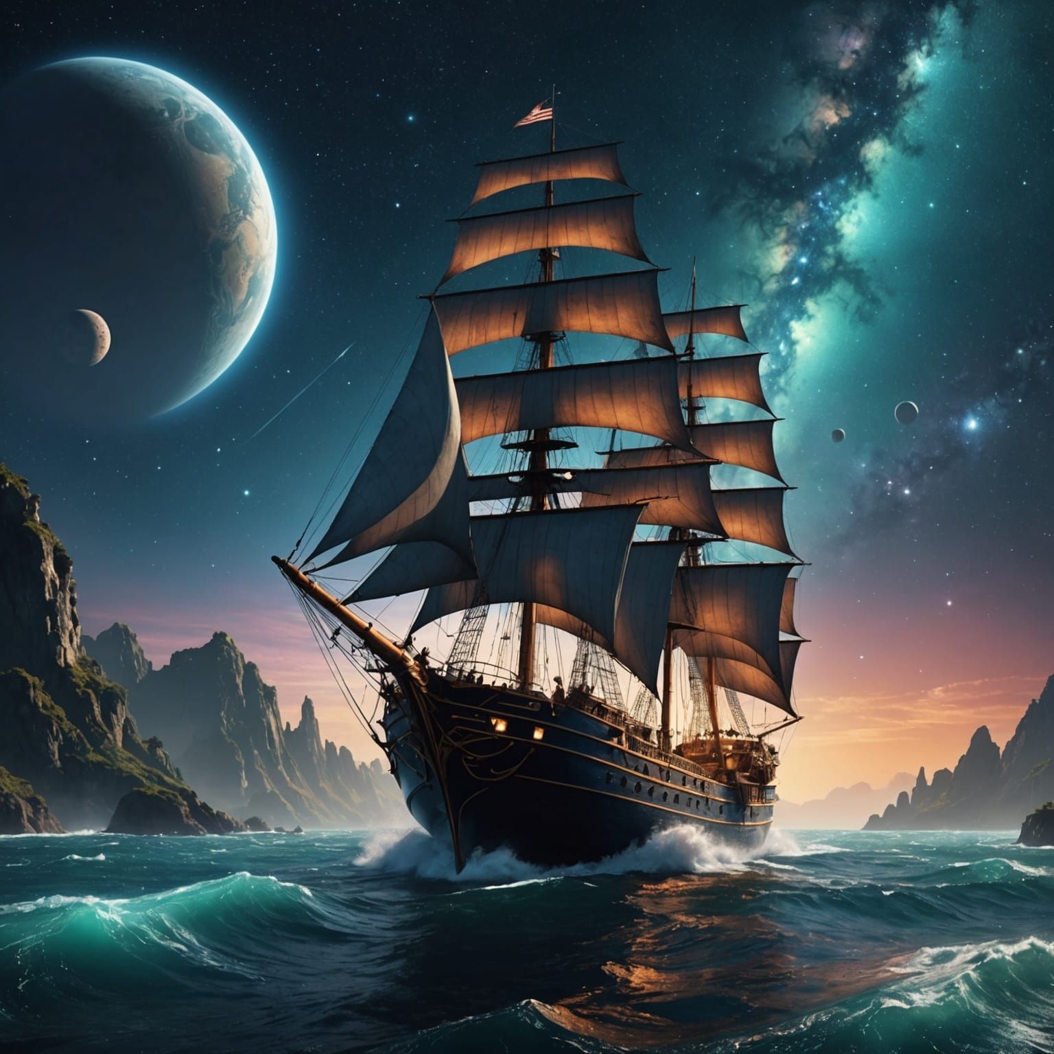 Sailboat Sets Course Among the Stars