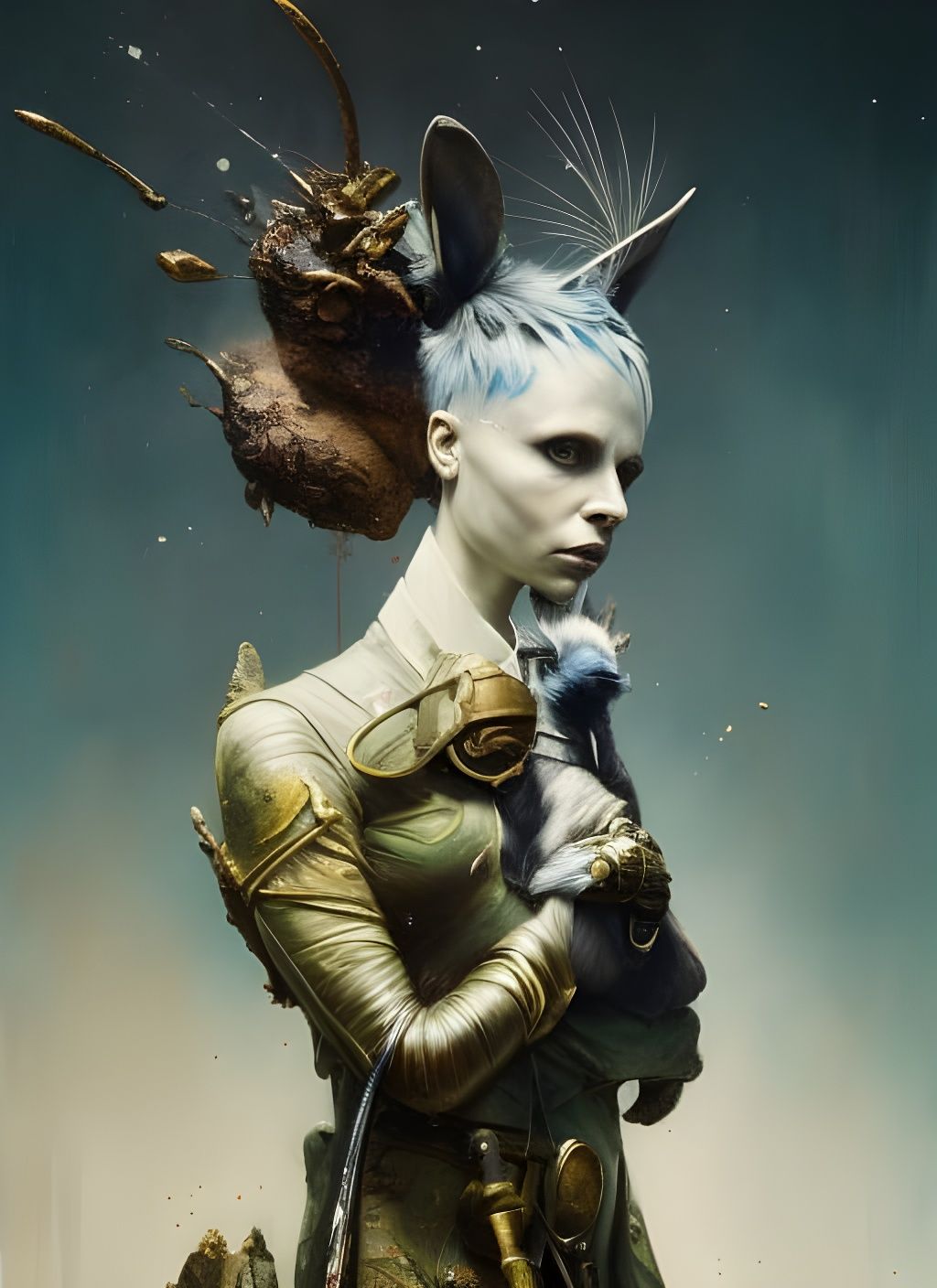 Anthropomorphic Marble Statue in Crayon Caricature Style