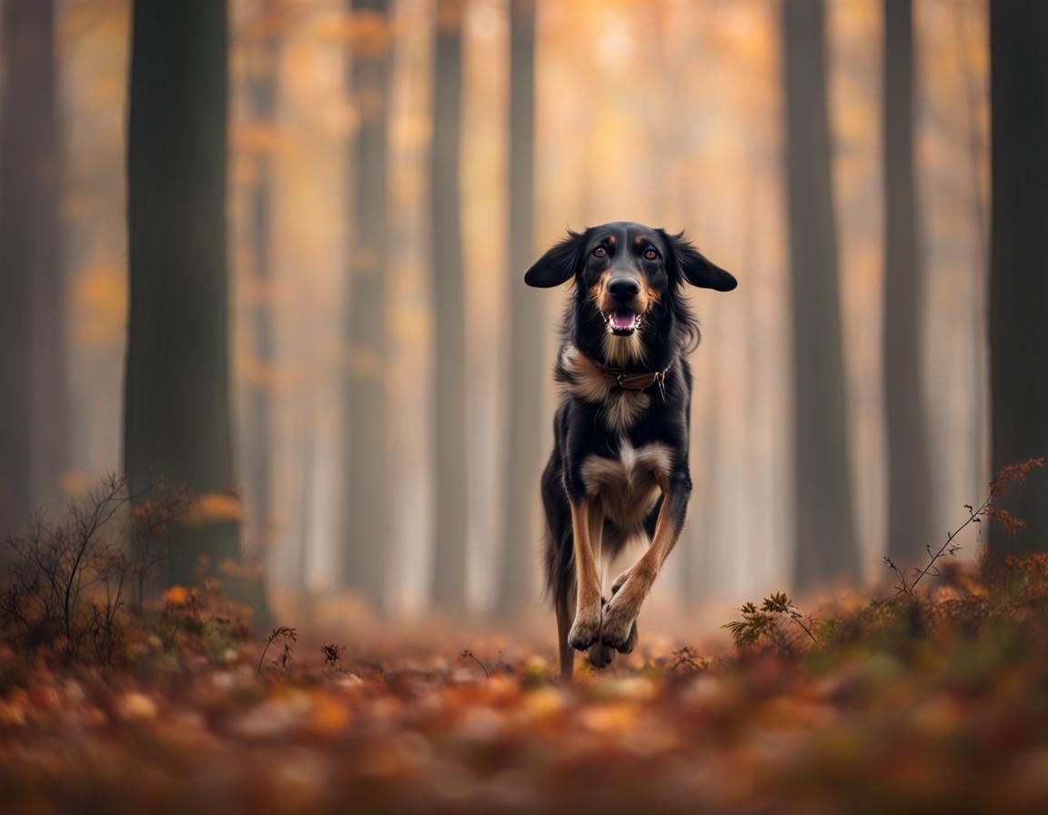 Hunting Dog in Autumn Forest: Professional Photography