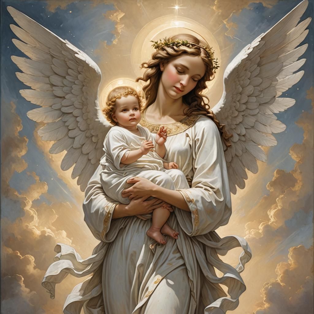 Angel Overseeing Mother with Baby