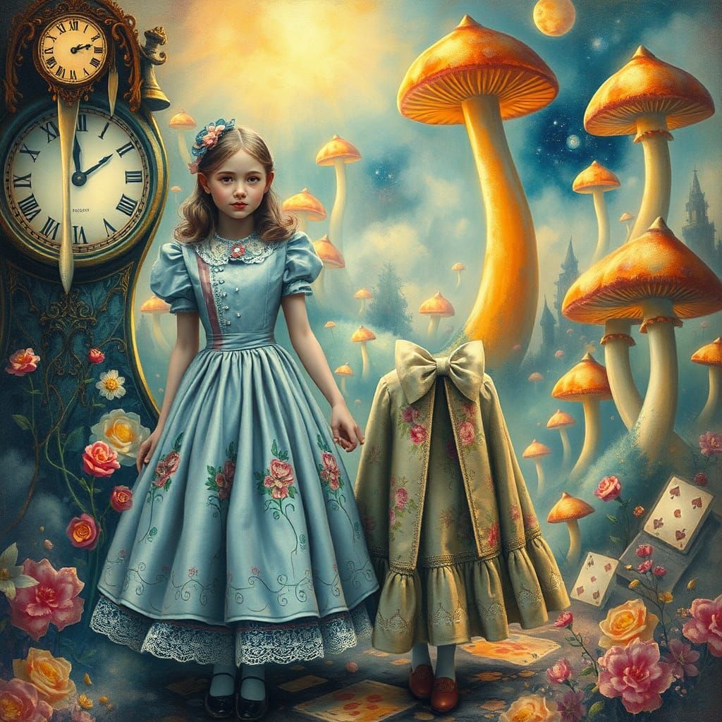 Alice and Dorothy in Surrealist Dreamscape