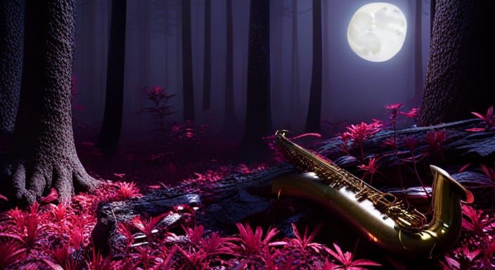 Ornate Saxophone in Cyberghetto: Glowwave Portrait