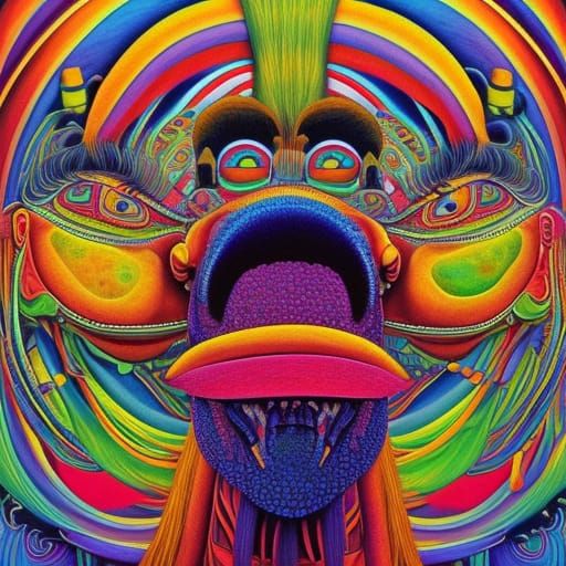 Psychedelic Muppet Horse Painting in Surreal Style