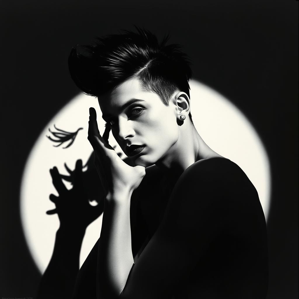 Dada-Inspired Figure in Black and White Photogram Style