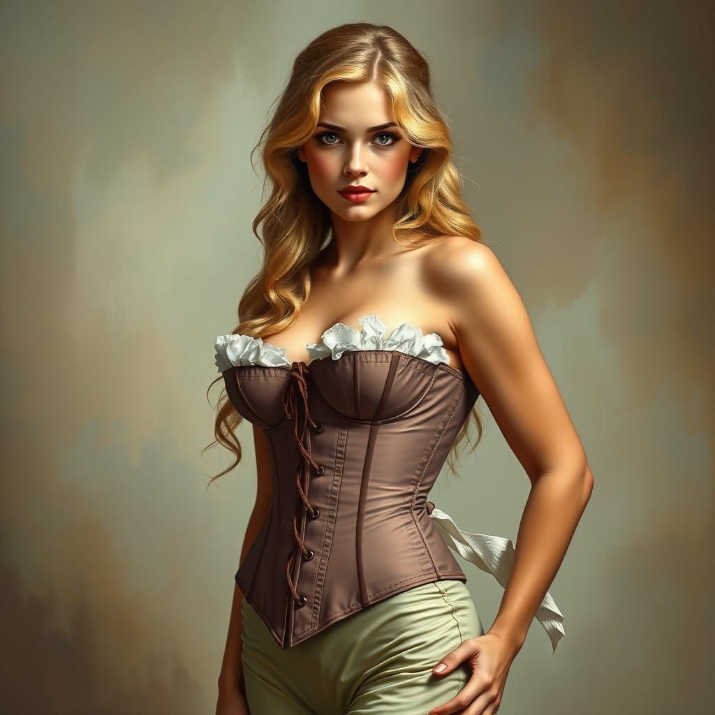 1750s Pin-Up Woman in Art Nouveau Style