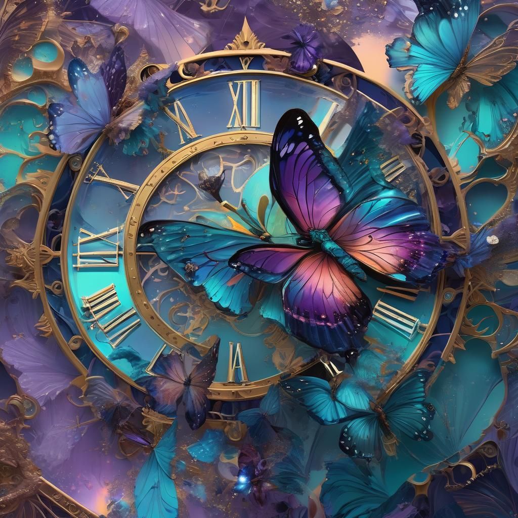 Kaleidoscopic Butterfly in Surreal Dreamscape: Digital Art
