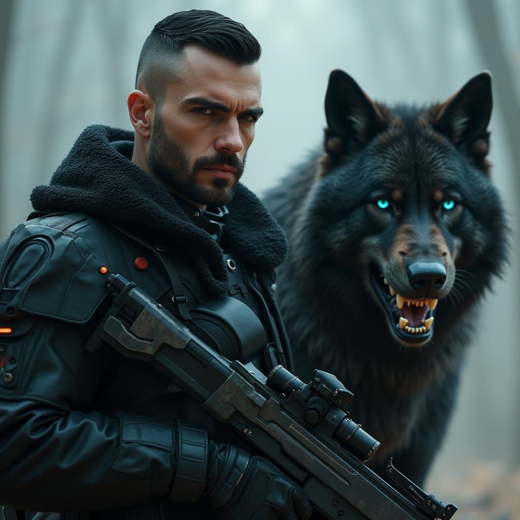 Cyberpunk Warrior in Combat Armor