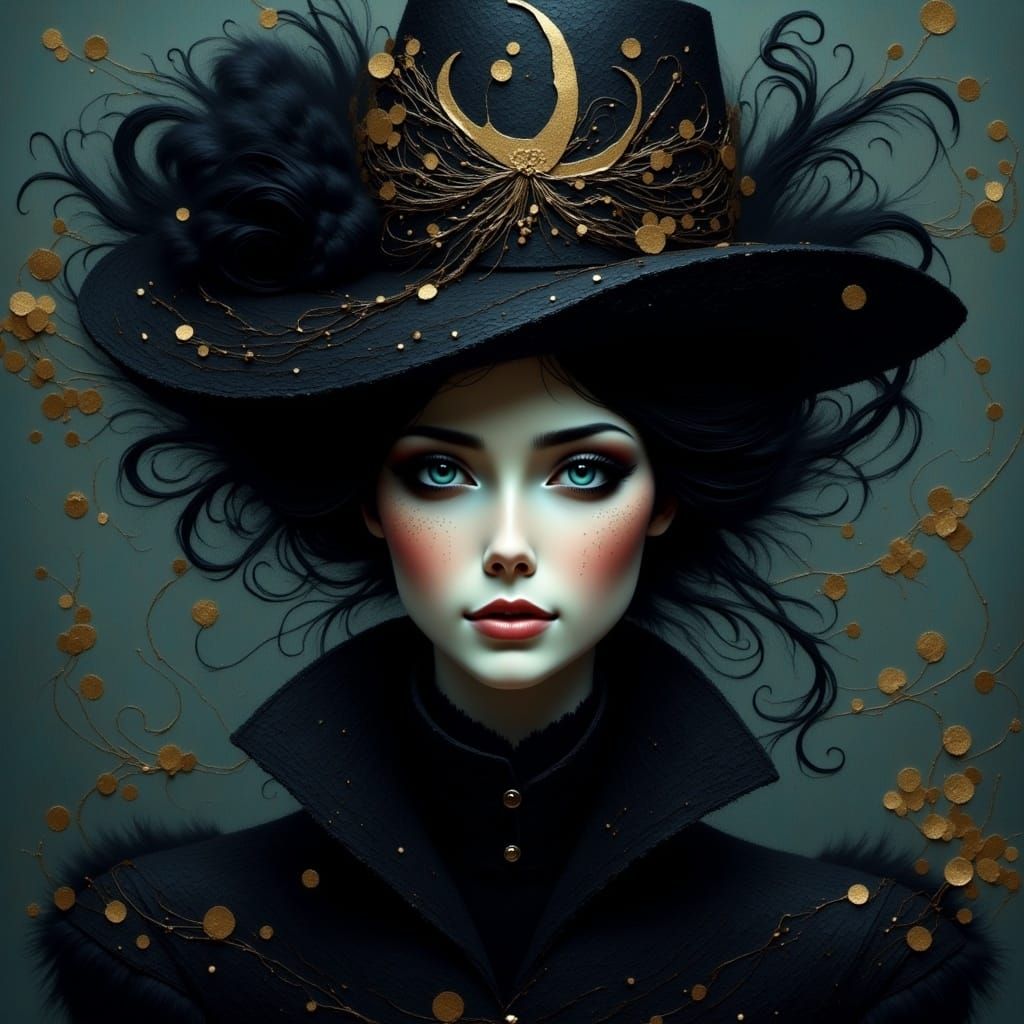 Gothic Woman with Blue Eyes in Digital Painting Style