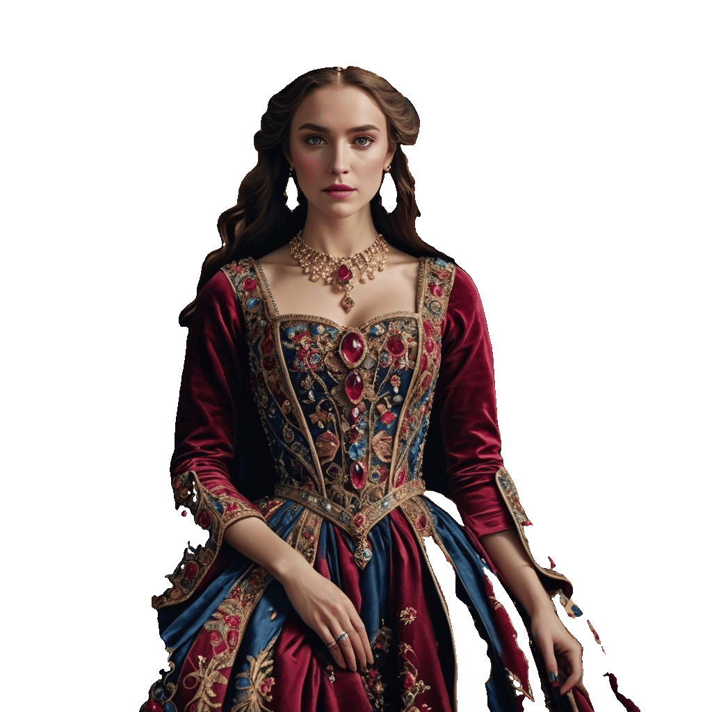 Beautiful Woman in 1500s Gown: Hyperrealistic Portrait