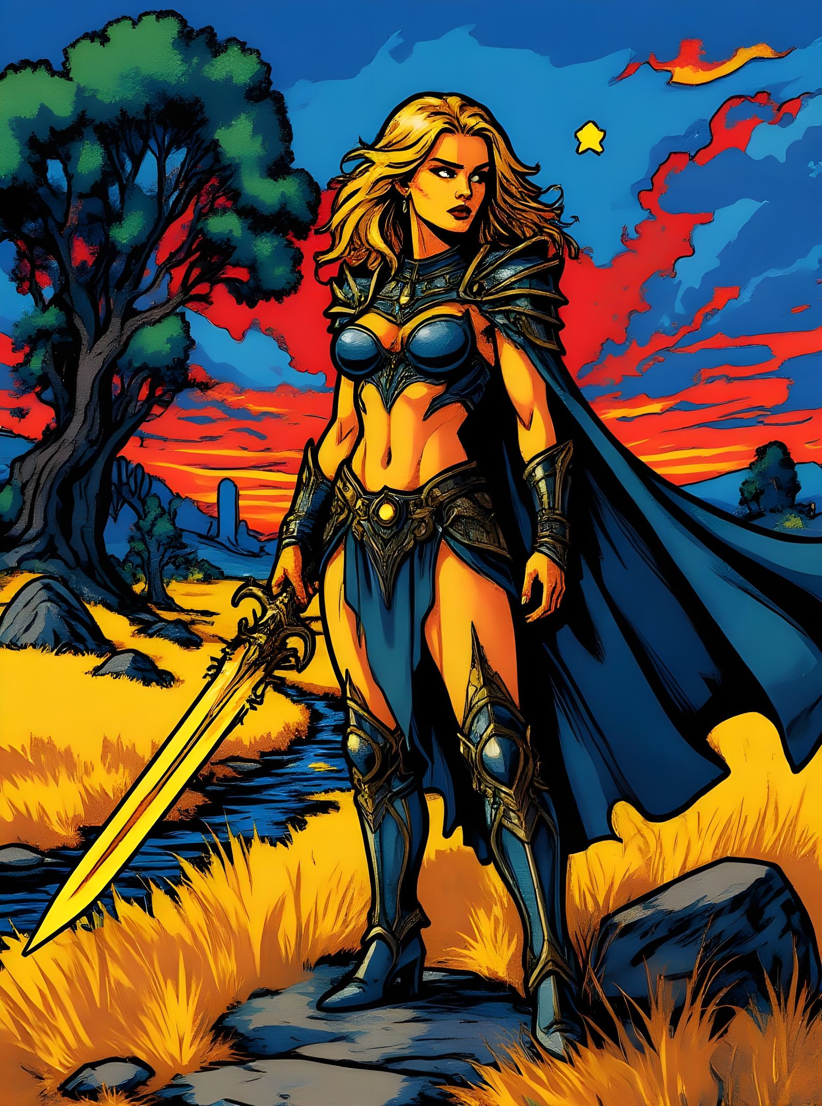 Dynamic Comic Book Style Illustration