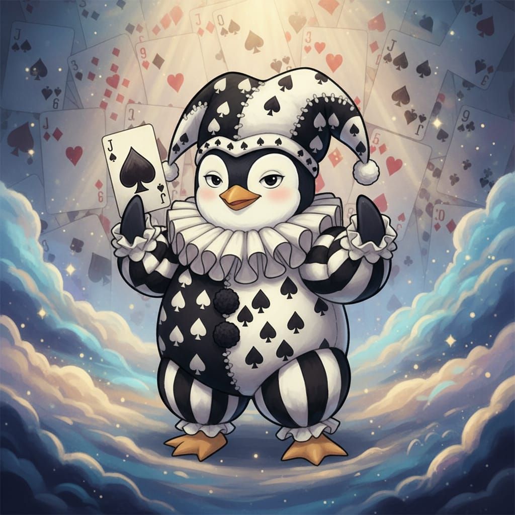 Anime Penguin Jack of Spades in Pierrot Outfit