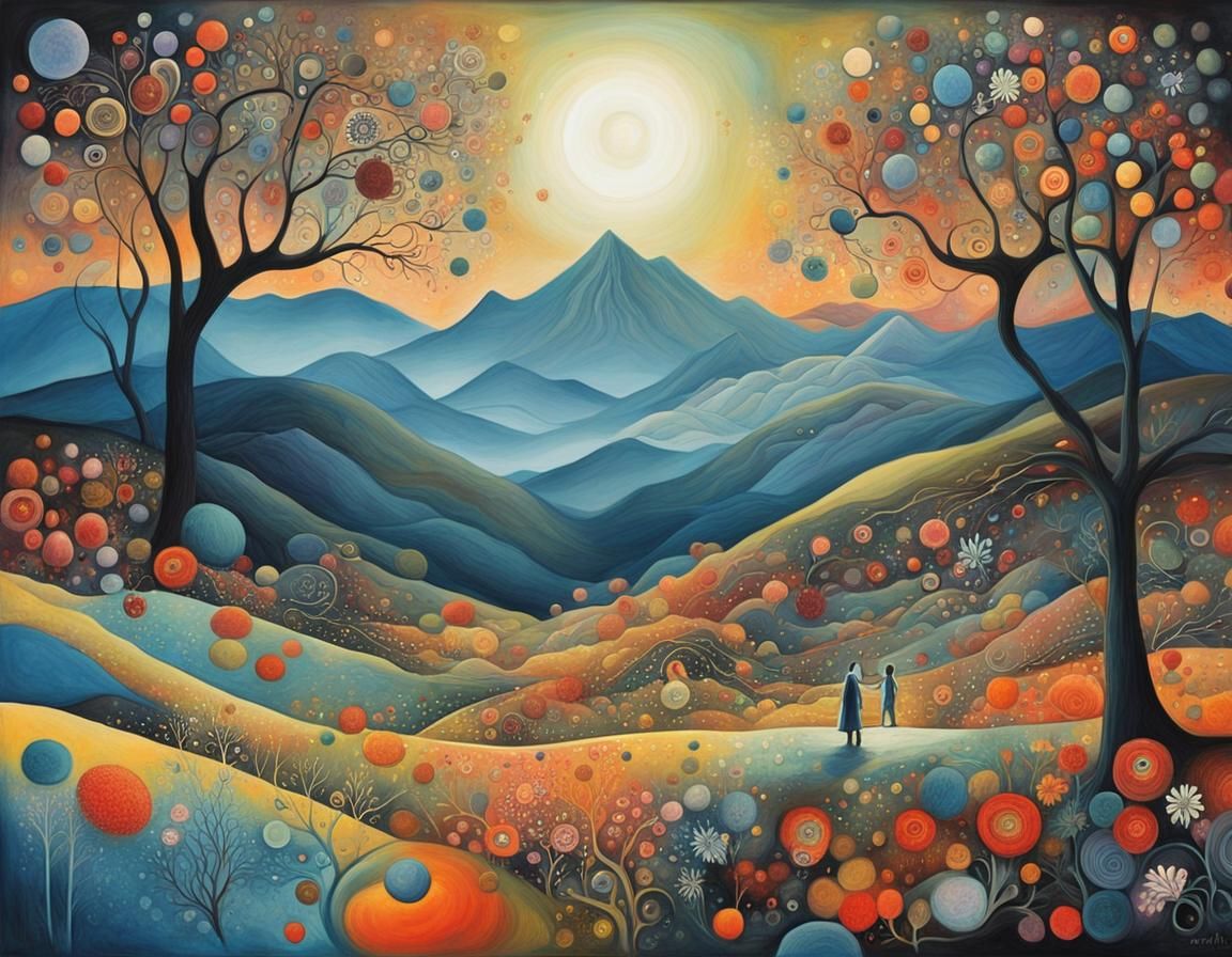 Iridescent Fantasy Sleepwalker in Mixed Media Style