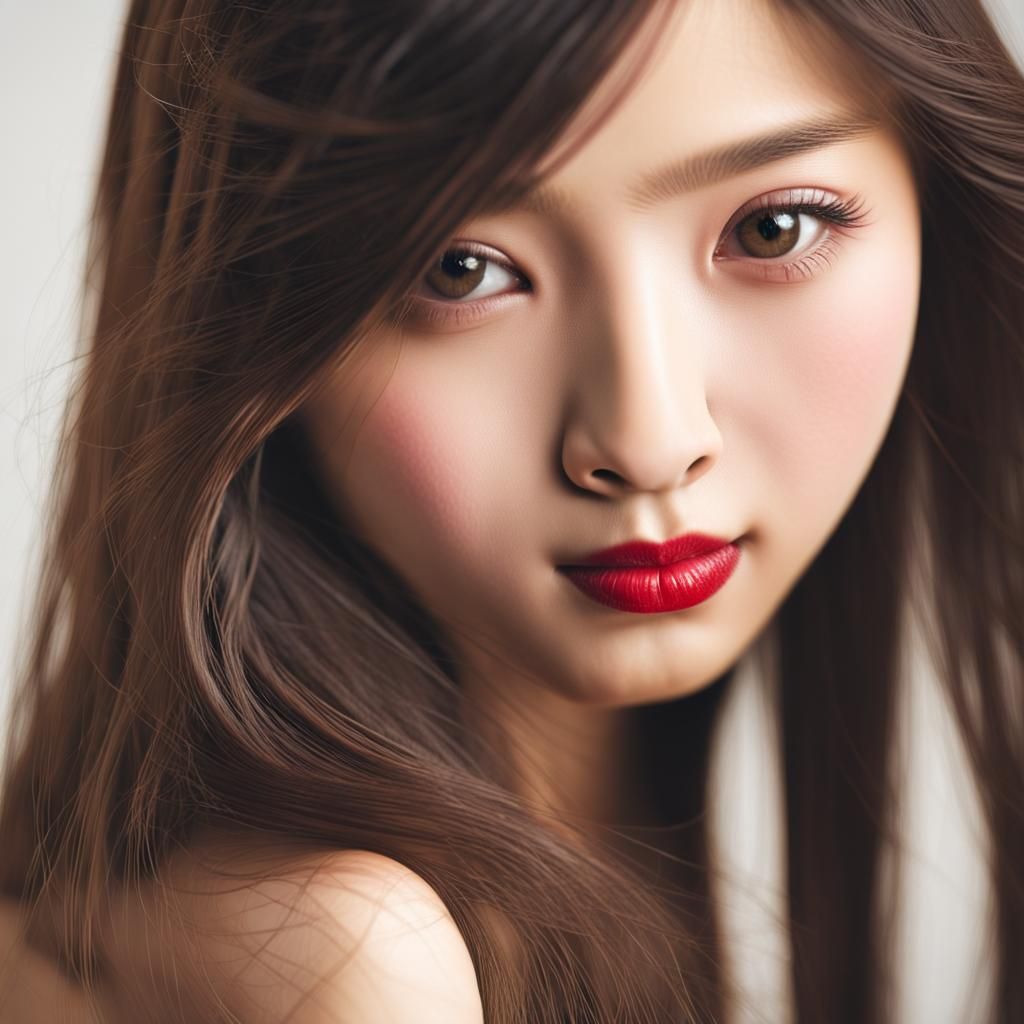 Beautiful Japanese Girl Portrait in Hyperdetailed Style