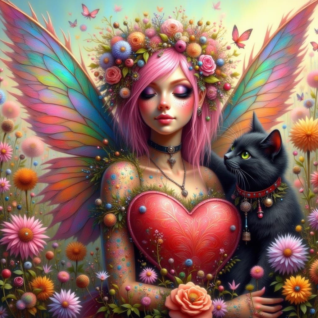 Whimsical Floral Fairy in a Sunny Field