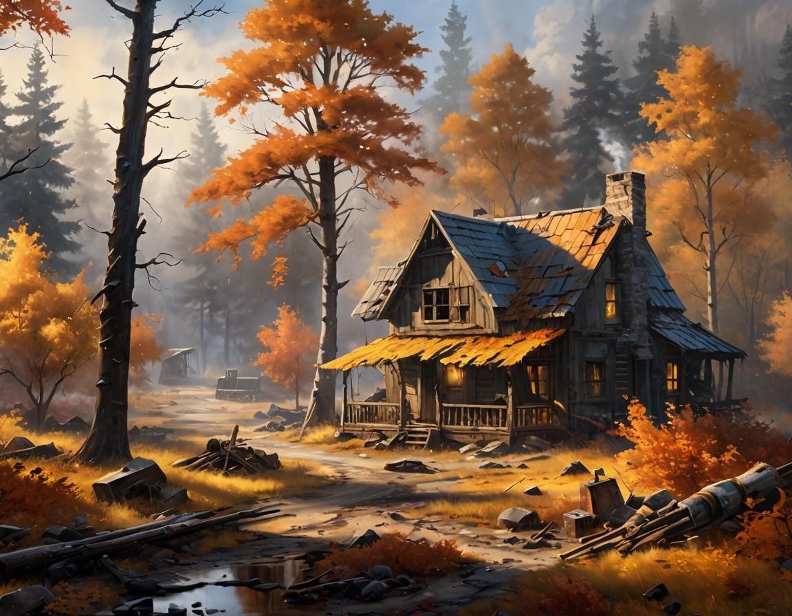 Wasteland Scavenger in Moody Oil Painting Style