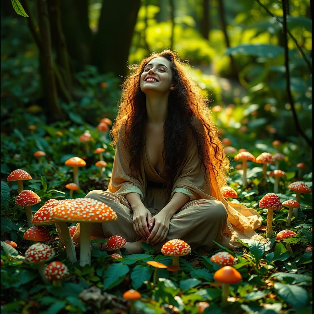 Ethereal Goddess in Forest Realm, Surreal Film Still