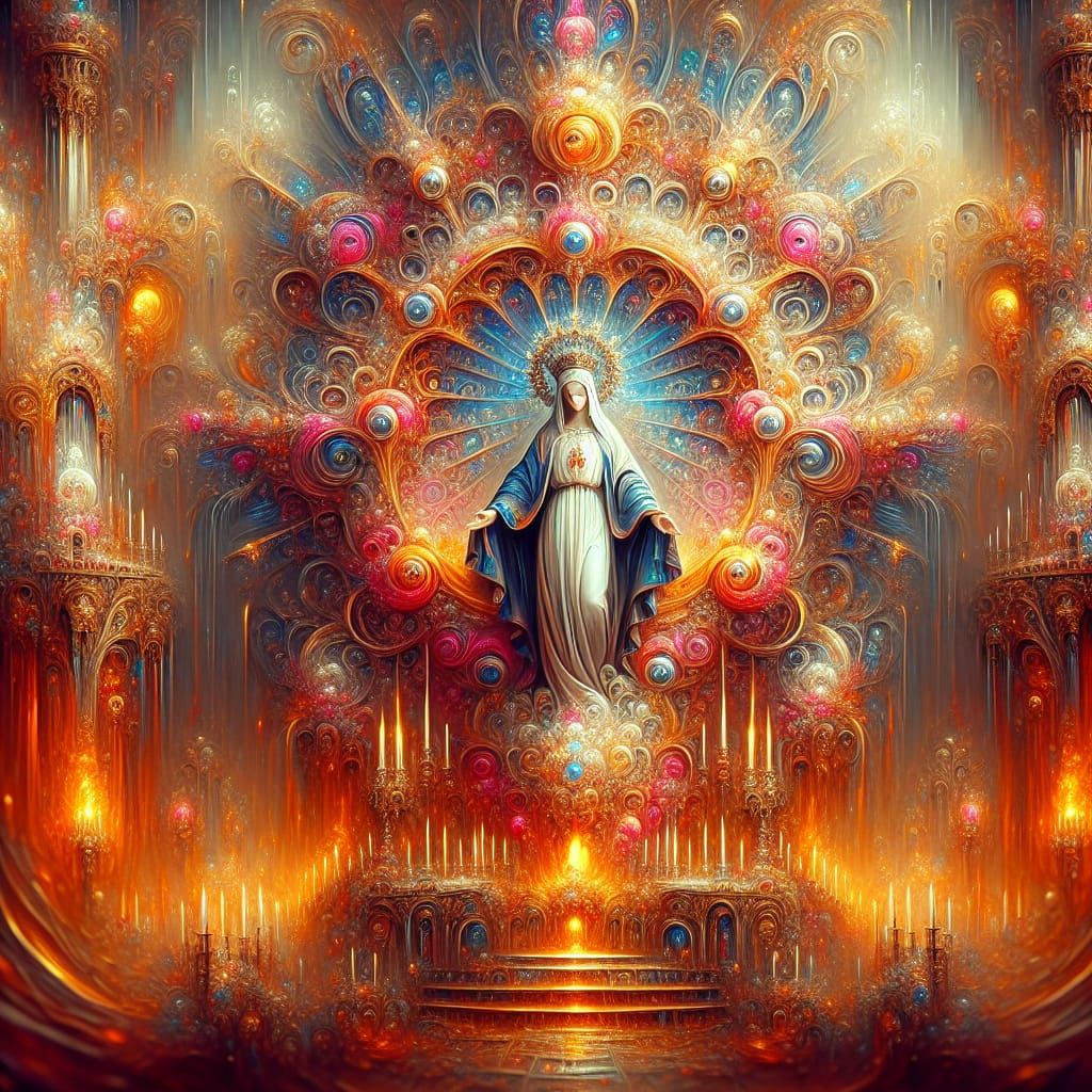 Grand Matte Painting of Holy Mary in Fantasy Style