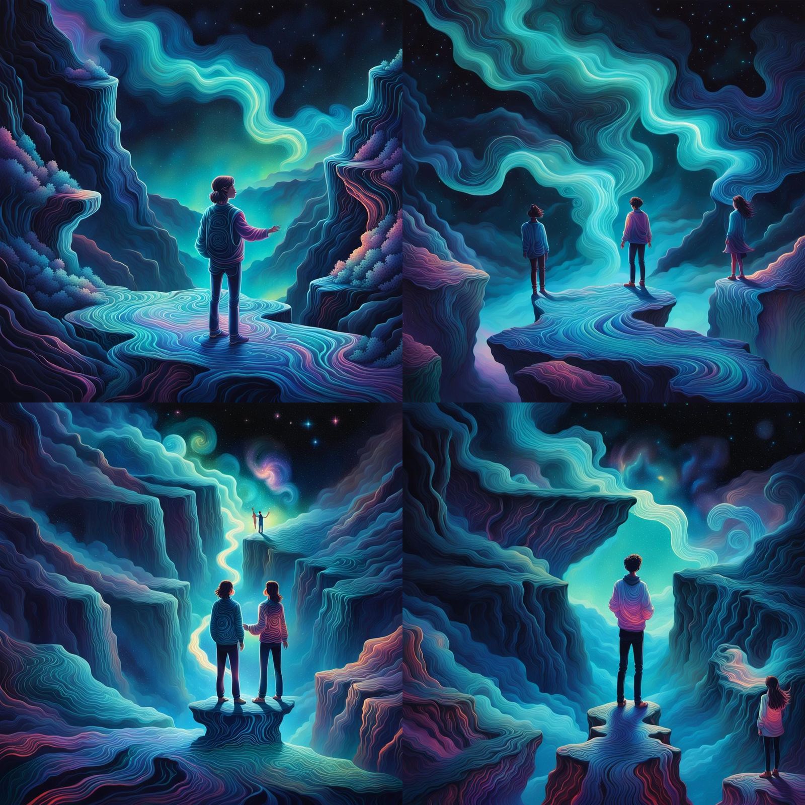 Astral Canyon: A Cosmic Dreamscape in Vibrant Colors