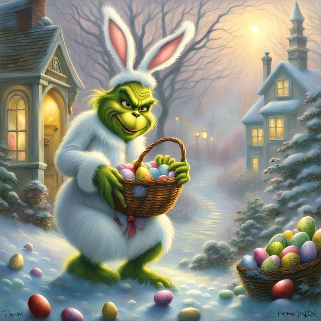 Grinch Steals Easter as a White Rabbit
