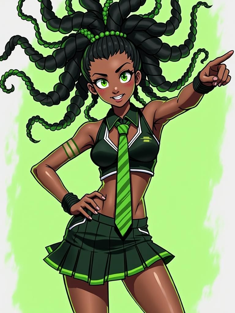 Anime Schoolgirl with Serpent Braids