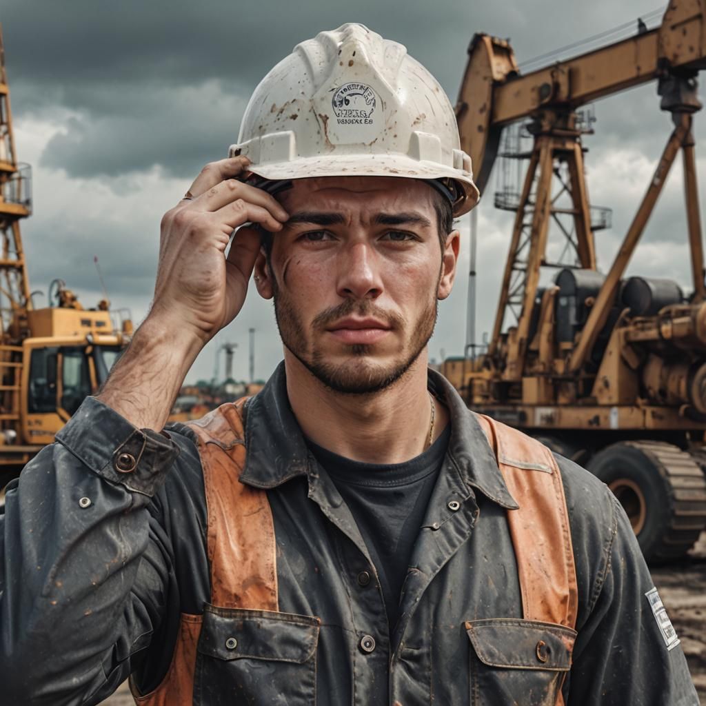 Handsome Oil Rig Worker Wiping Sweat in 4K