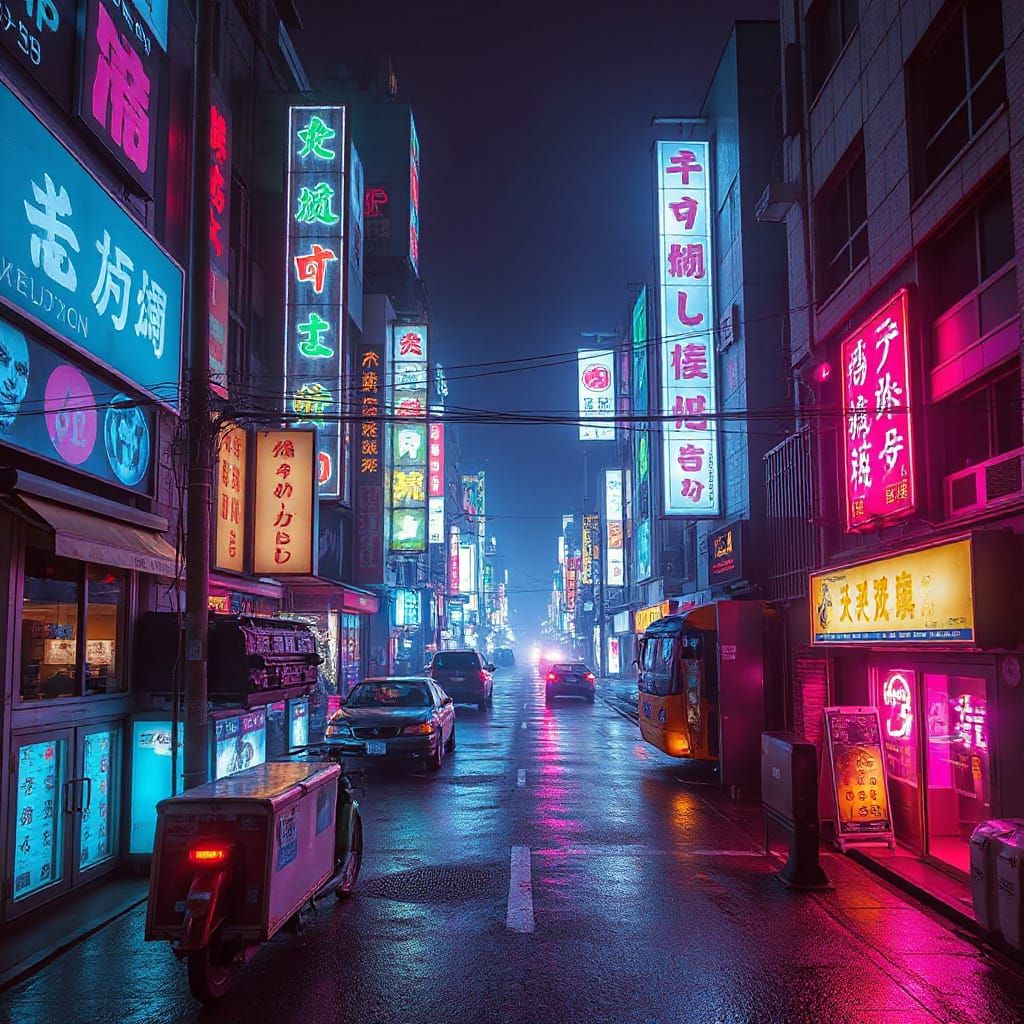 Futuristic Necromancer in Neon Neo Tokyo