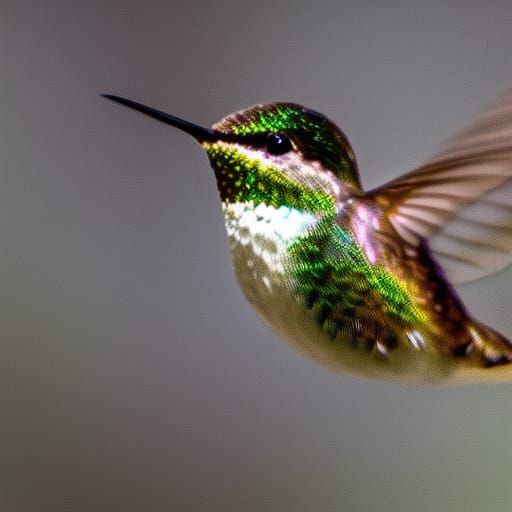 Bee Hummingbird floating around beautiful bright yellow hone...