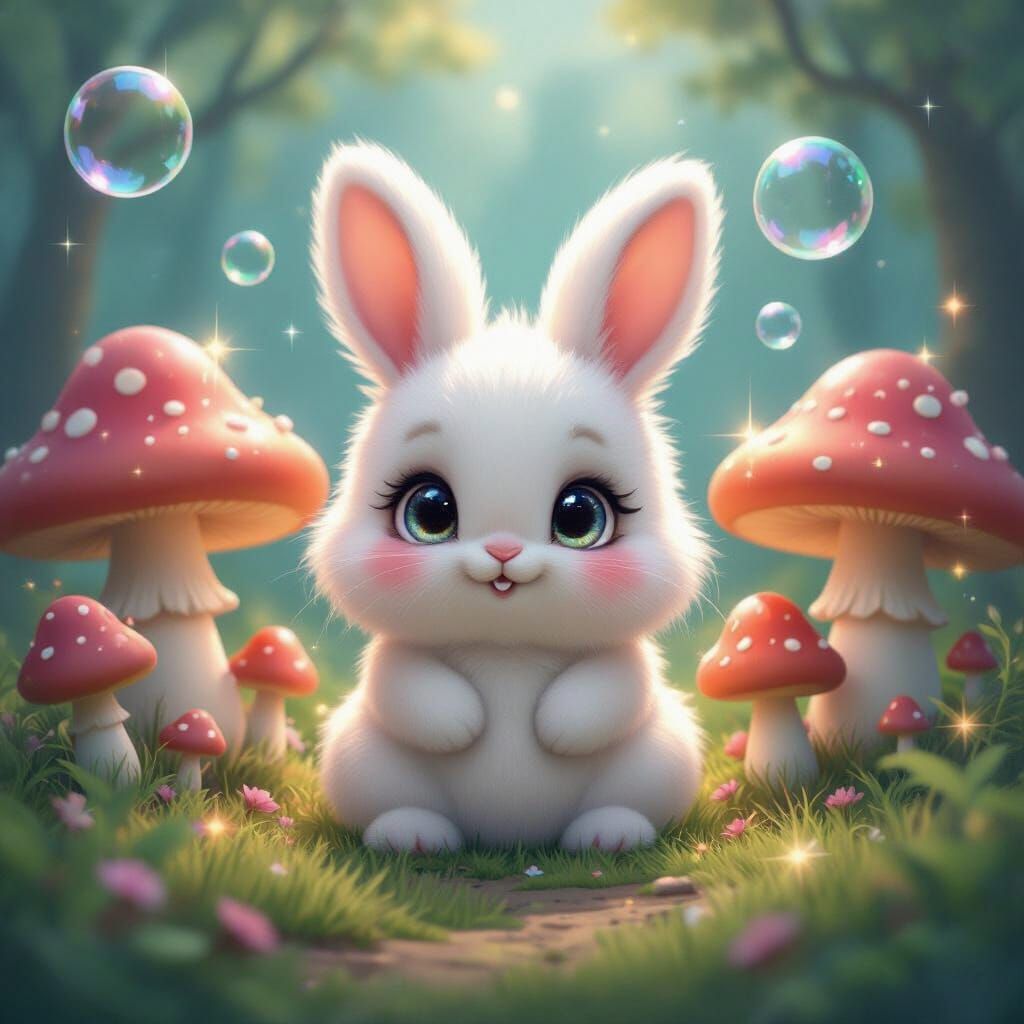 A cute fluffy bunny.