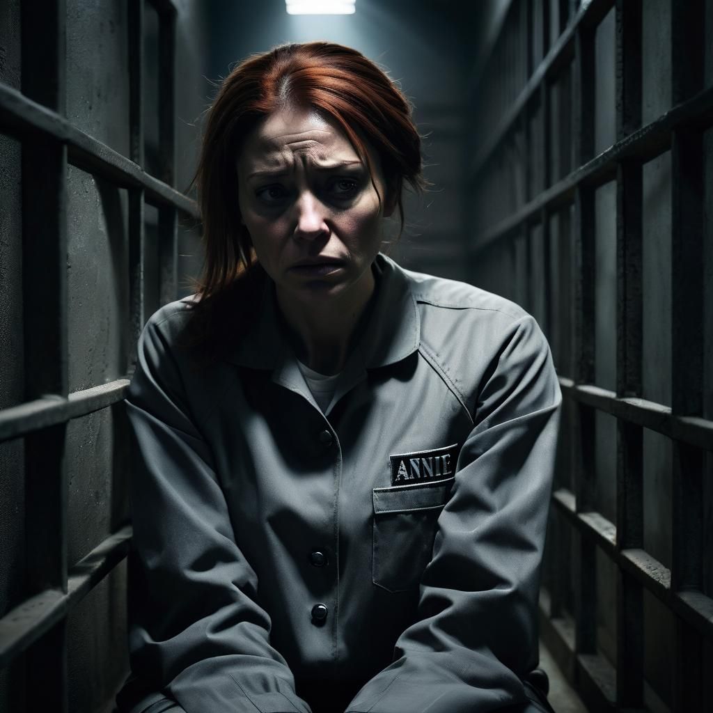 Haunting Prison Scene of Despair in Film Noir Style