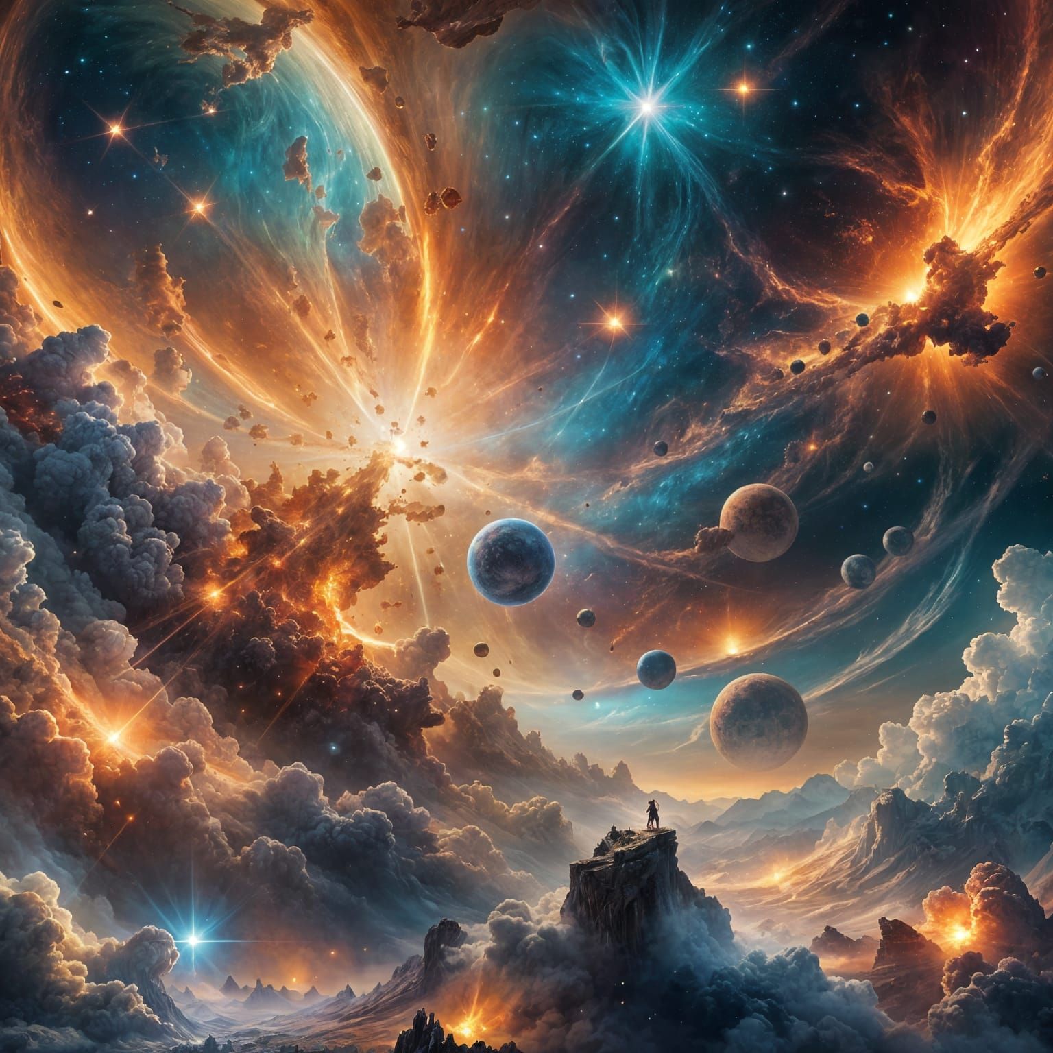 Cosmic Star Creation in Detailed Matte Painting