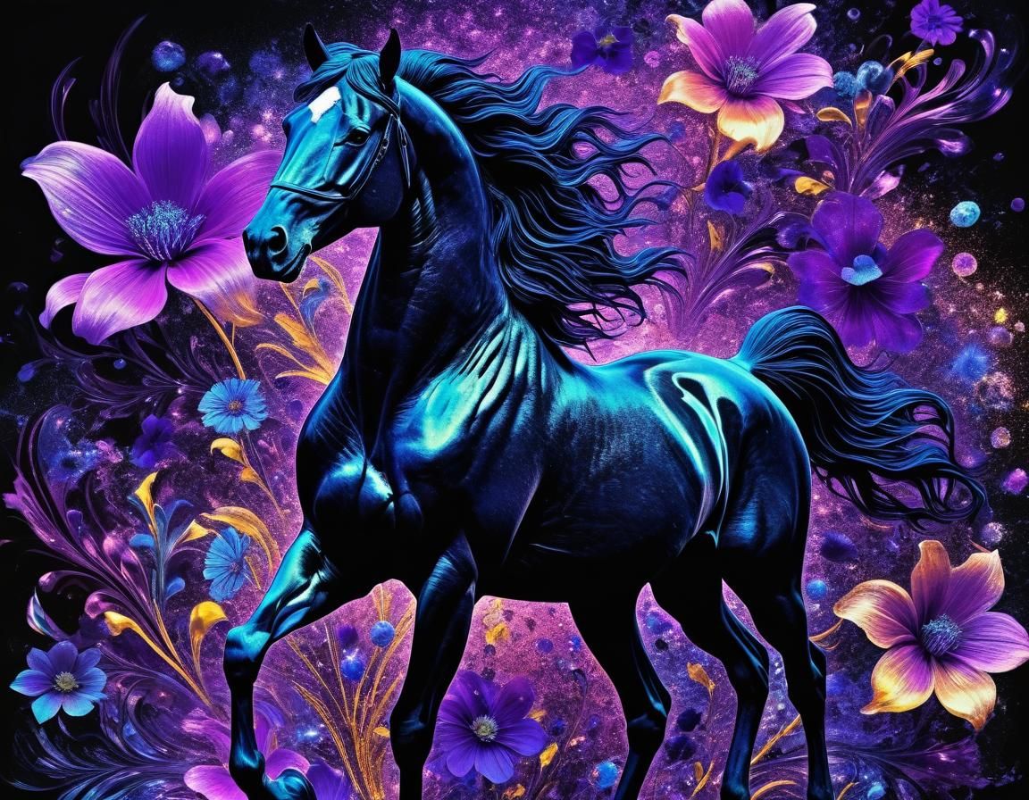 Ethereal Stallion in Abstract Surreal Style
