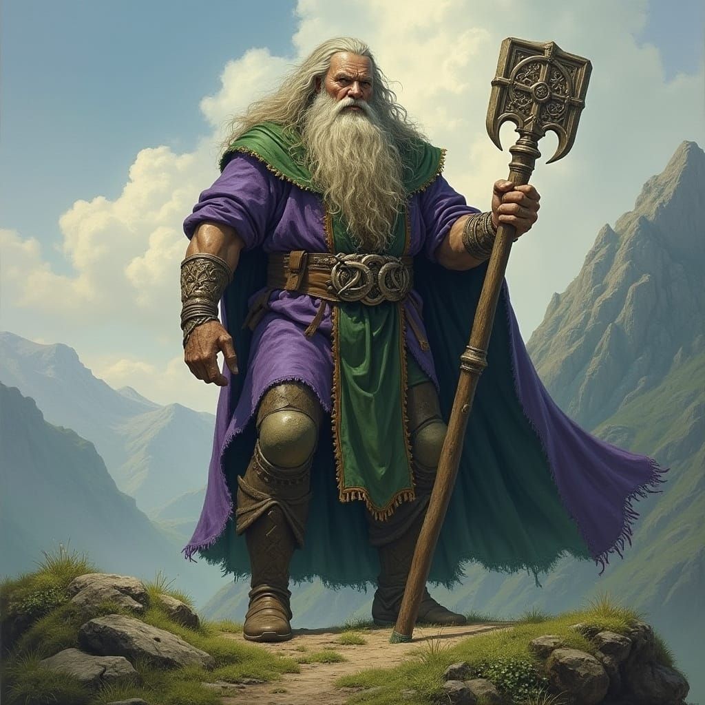 The Celtic God Dagda as a Powerful Figure in a Majestic Land...