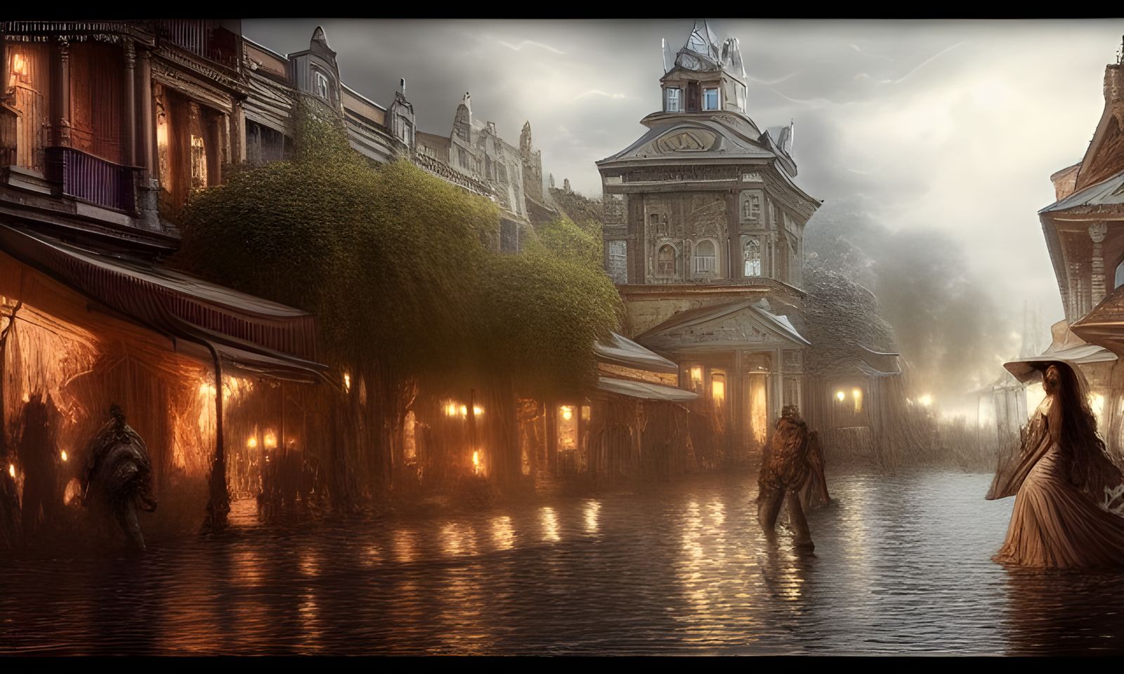Magical Historical District in Digital Rococo Style