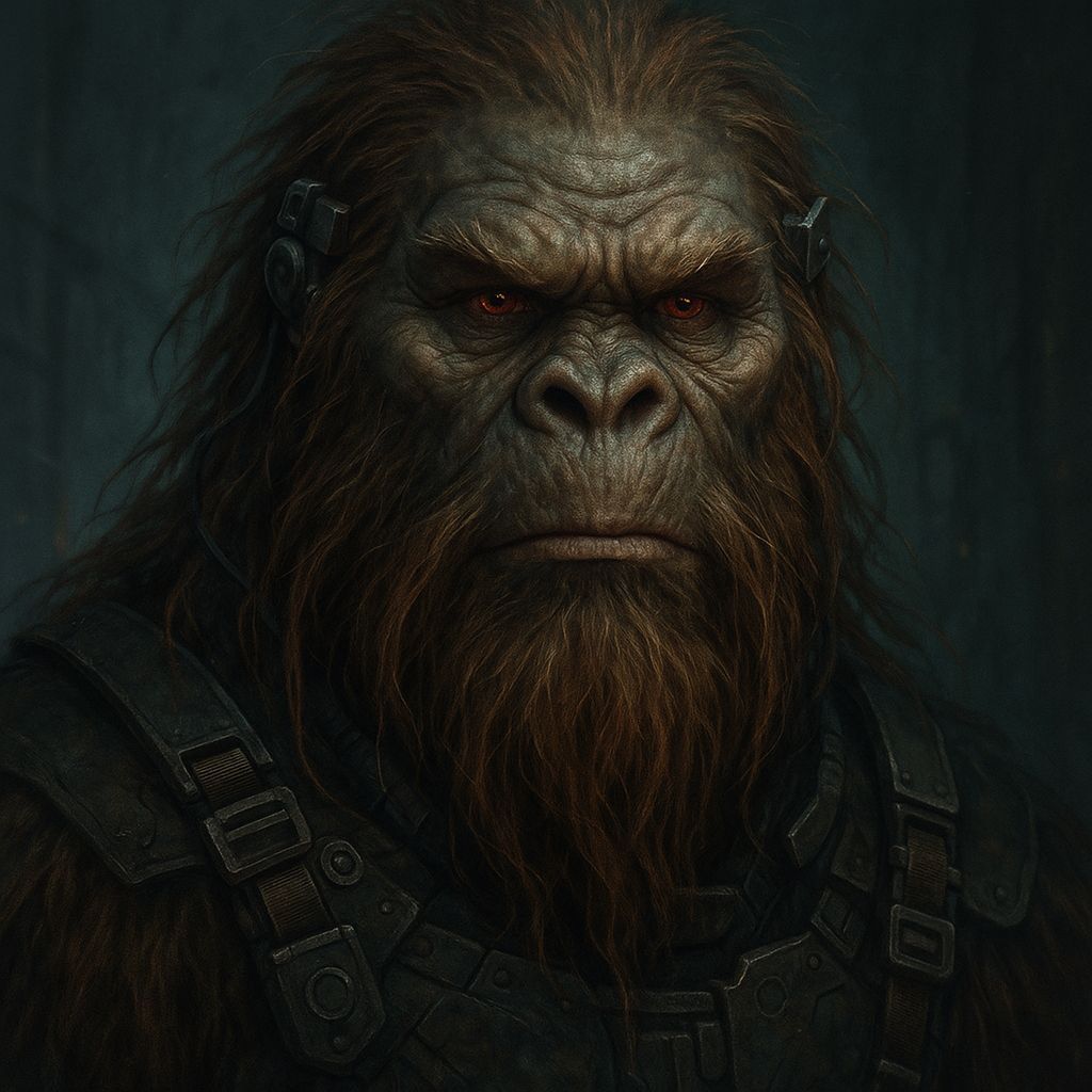 Shadowrun Sasquatch Face: Cyberpunk Character Portrait