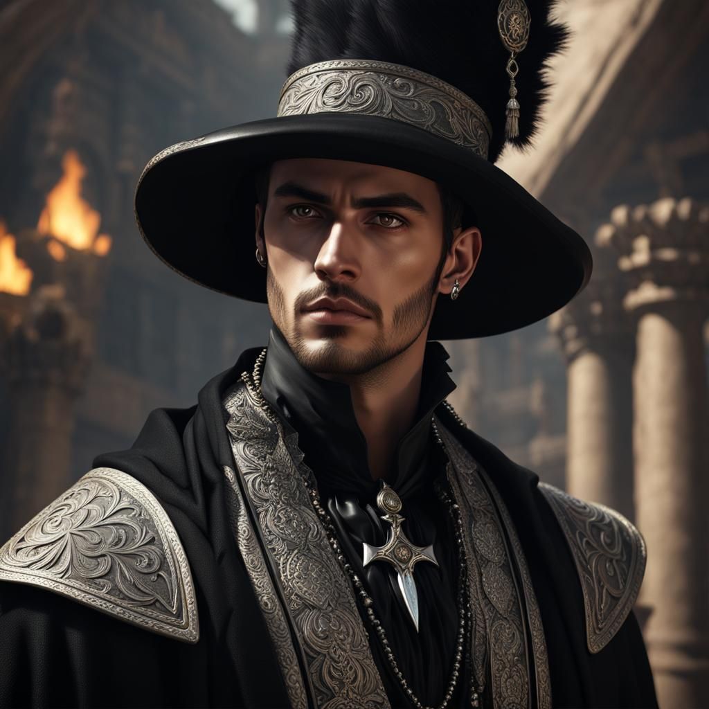 Hyperrealistic Portrait of a Young Necromancer in 3D