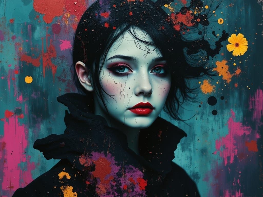 Gothic Woman in Ethereal Dreamscape