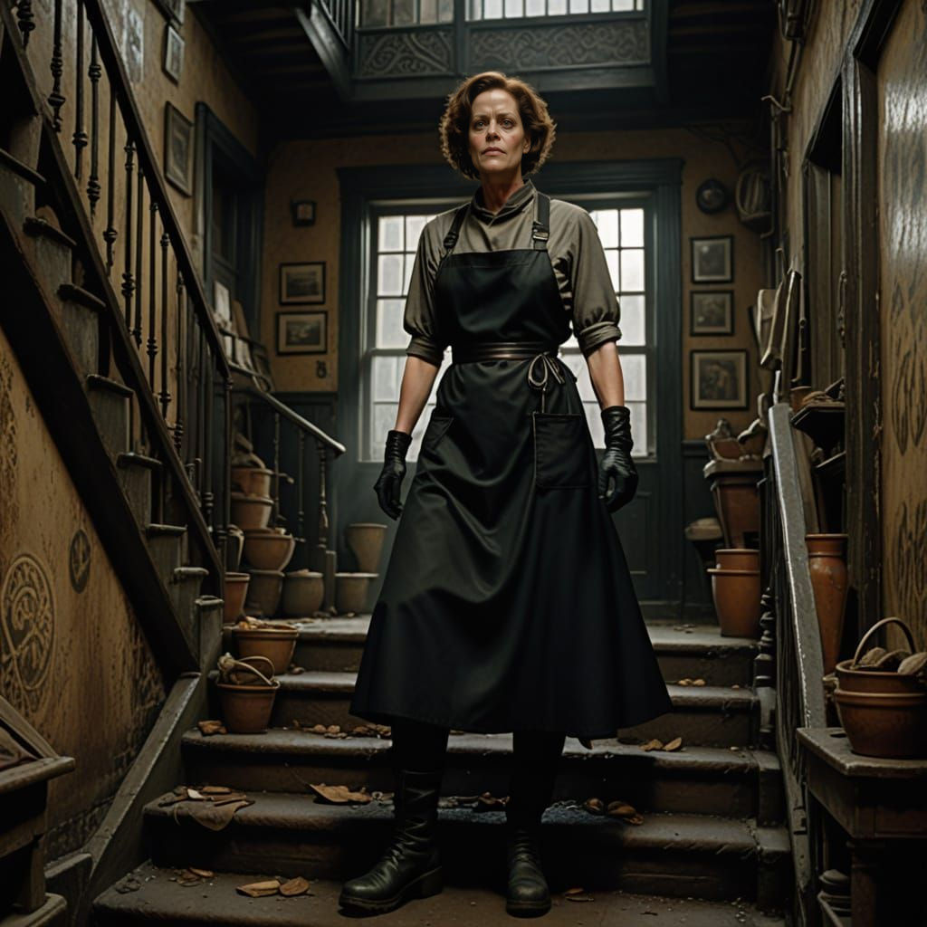 Epic Young Charwoman in Atmospheric Tenement House