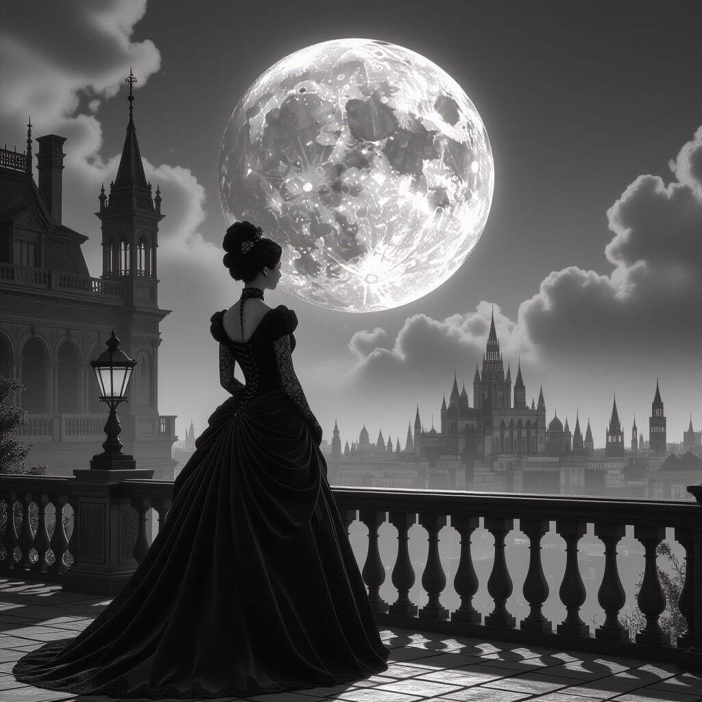 Romantic Victorian Moon with Lace Trim