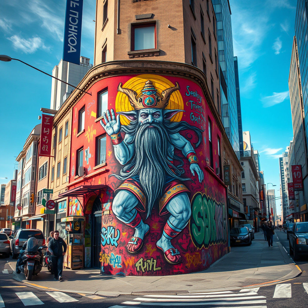 Vibrant Street Art of Seokga in Busy City