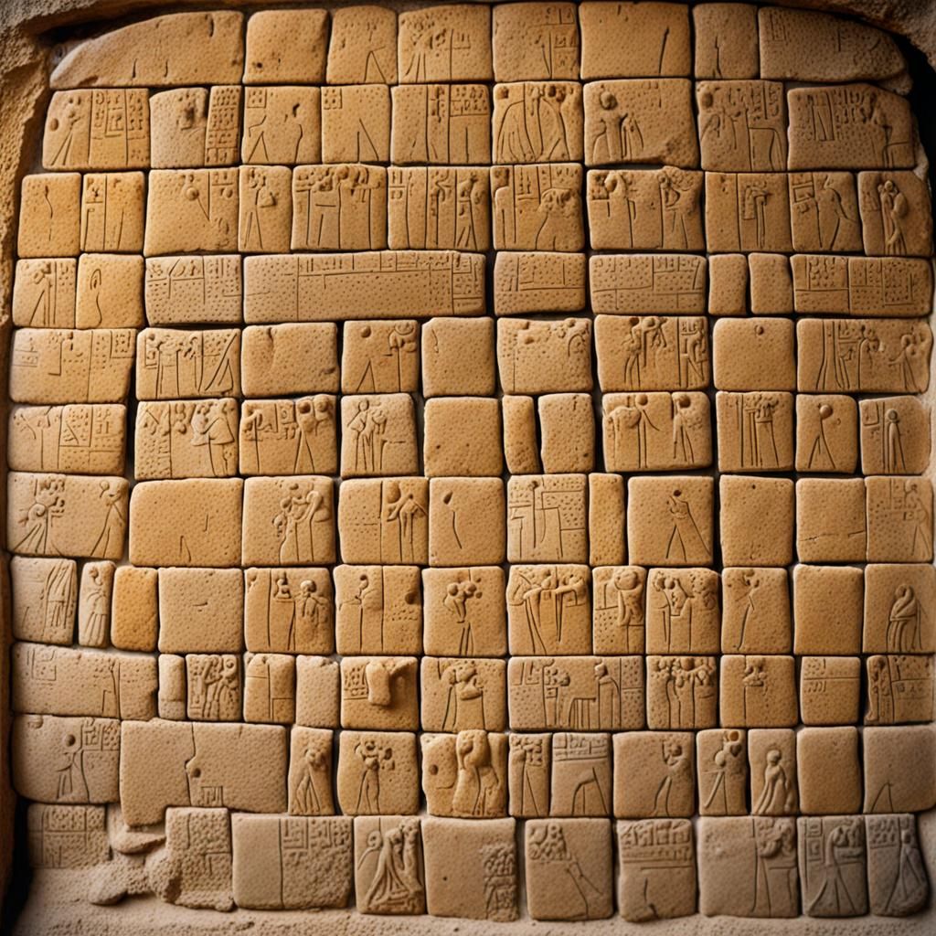 Ebla Tablets Collected in Ancient City, Detailed Matte Paint...