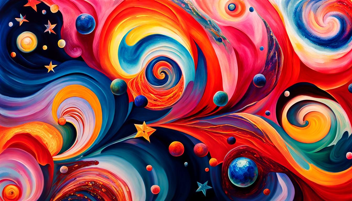 Iridescent Stars in Abstract Expressionist Style