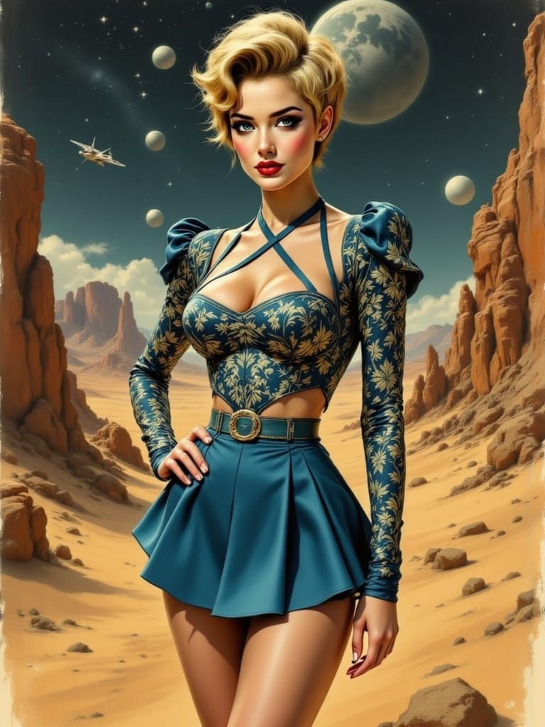 Science Fiction Pinup in Retro Futuristic Style