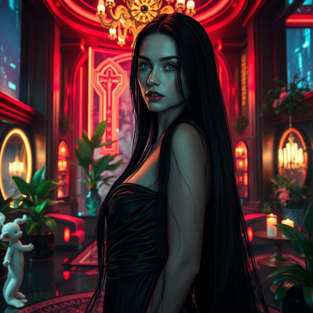 Ethereal Gothic Portrait in High-Tech Setting