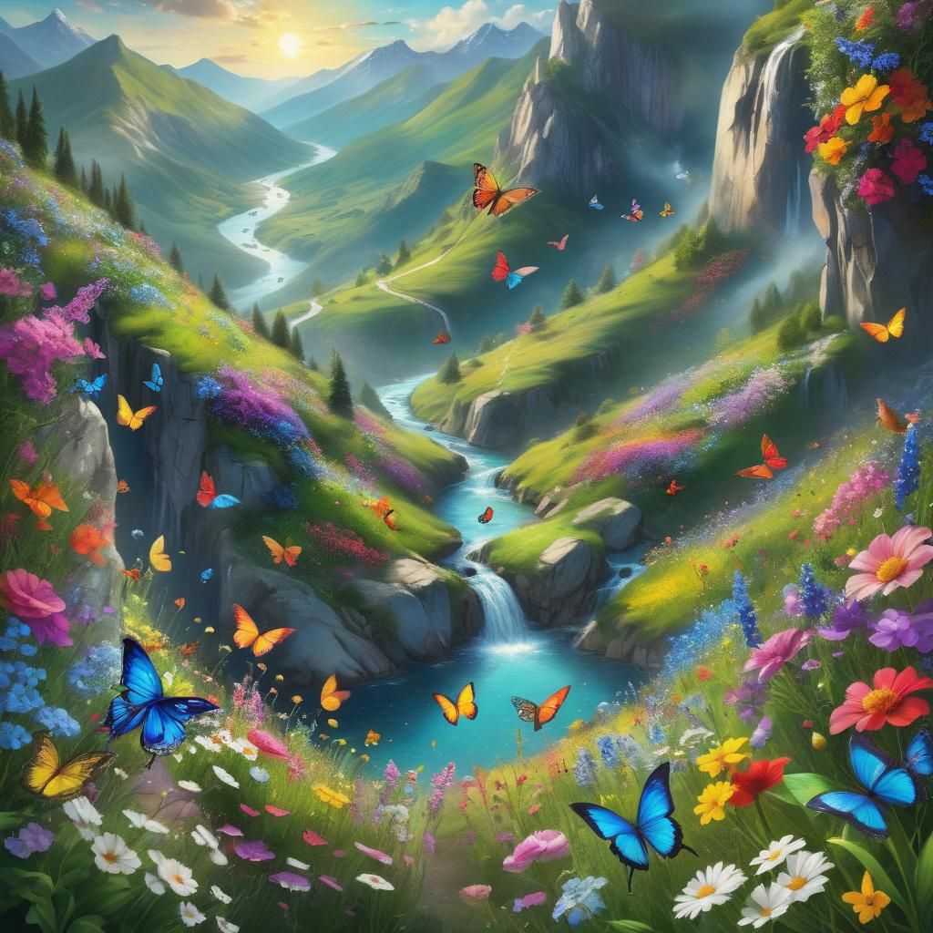 Enchanted Summer Fantasy with Whimsical Wildlife